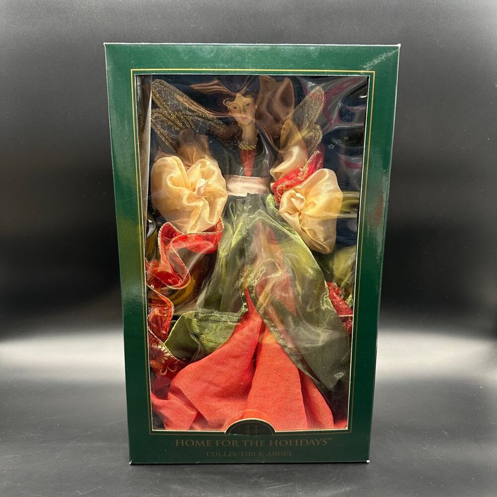 Vintage Christmas Angel Tree Topper 1999 May Department Store Red Green Gold - Picture 12 of 14